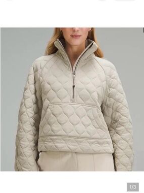 lululemon athletica Quilted Scuba Half-Zip Pullover Jacket - Light Cream L/XL